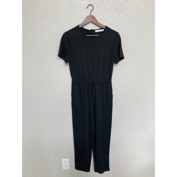The Good Jane womens Black Lounge Jumpsuit Casual medium short sleeve drawstring - Picture 1 of 6